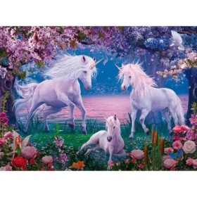 Puzzle unicorni albi 100 piese